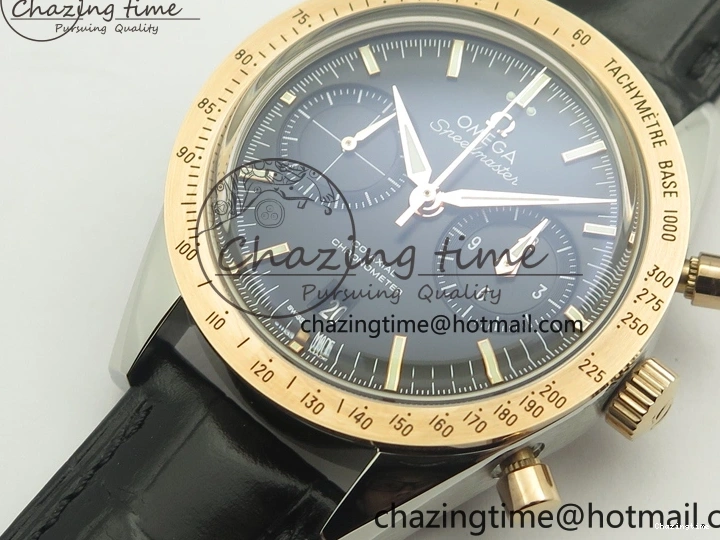0518 Neat Speedmaster ’57 Co-Axial SS RG OMF 1:1 Best Edition Black Dial On Leather Strap A9300 (Free Leather Strap) 8067
